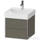 Duravit XSQUARE 48,4x46 cm-es, 2 fiókos alsószekrény króm profillal, mosdó és csaptelep nélkül, lakkozott matt szatén szürke XS416009090