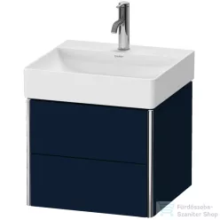   Duravit XSQUARE 48,4x46 cm-es, 2 fiókos alsószekrény króm profillal, mosdó és csaptelep nélkül, lakkozott matt szatén éjkék XS416009898