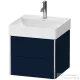Duravit XSQUARE 48,4x46 cm-es, 2 fiókos alsószekrény króm profillal, mosdó és csaptelep nélkül, lakkozott matt szatén éjkék XS416009898