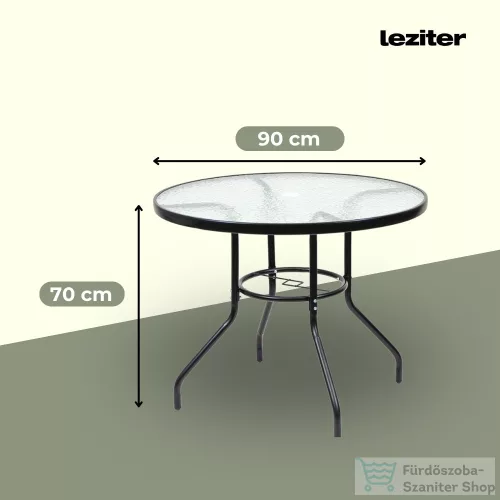 Leziter Ordino fémvázas üveg kerti asztal fekete XY-RT90