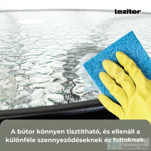 Leziter Ordino fémvázas üveg kerti asztal fekete XY-RT90