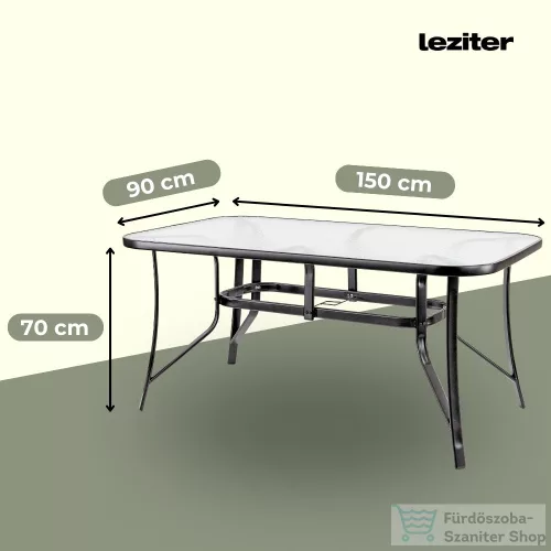 Leziter Canillo fémvázas üveg kerti asztal fekete XY-ST1590