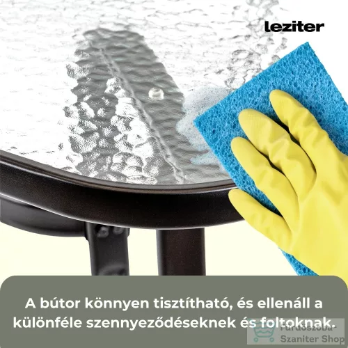 Leziter Canillo fémvázas üveg kerti asztal fekete XY-ST1590
