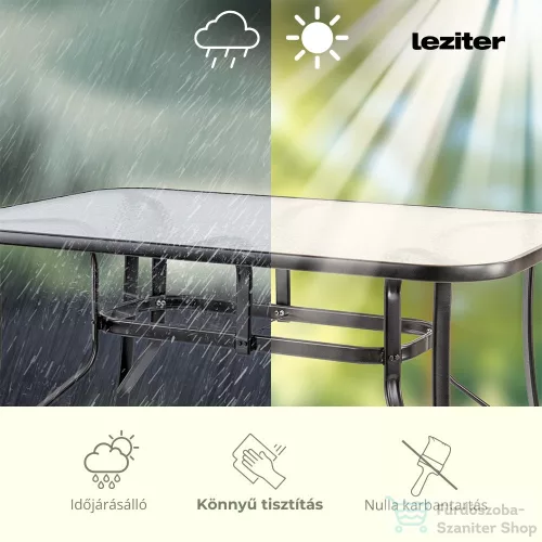 Leziter Canillo fémvázas üveg kerti asztal fekete XY-ST1590