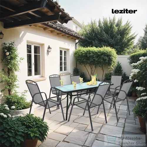 Leziter Canillo fémvázas üveg kerti asztal fekete XY-ST1590