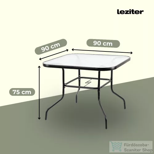 Leziter Vella fémvázas üveg kerti asztal fekete XY-ST90