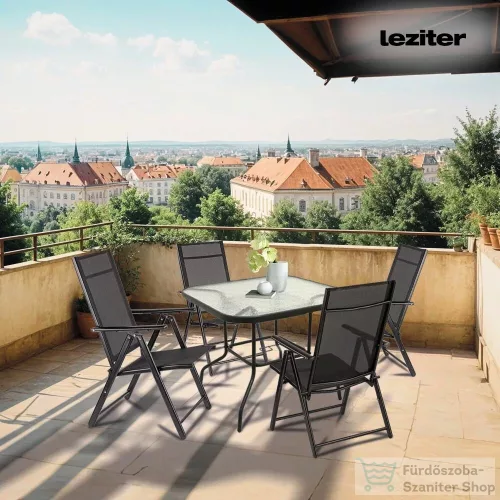 Leziter Vella fémvázas üveg kerti asztal fekete XY-ST90