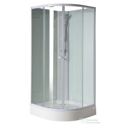 AQUALINE AIGO íves zuhanybox, 90x90x206cm, fehér profil, transzparent üveg YB93
