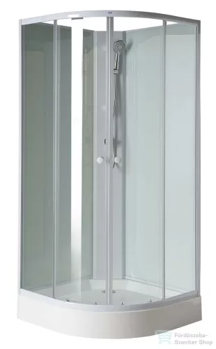 AQUALINE AIGO íves zuhanybox, 90x90x206cm, fehér profil, transzparent üveg YB93