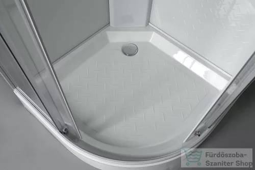 AQUALINE AIGO íves zuhanybox, 90x90x206cm, fehér profil, transzparent üveg YB93