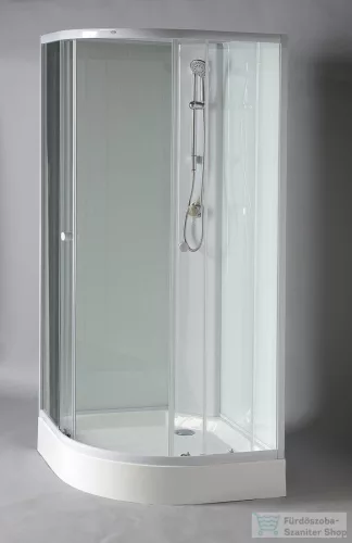 AQUALINE AIGO íves zuhanybox, 90x90x206cm, fehér profil, transzparent üveg YB93