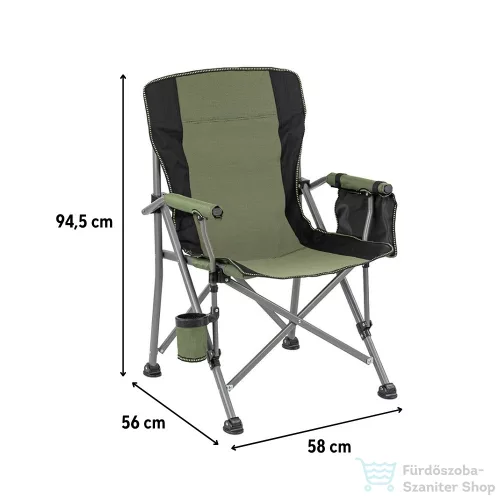 Leziter Comfort Plus karfás horgász szék pohártartóval zöld YF-02-GREEN