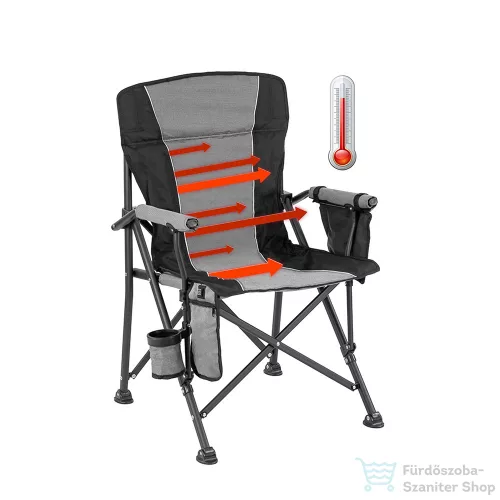 Leziter Premium fűthető karfás horgász szék pohártartóval szürke YF-03-GREY