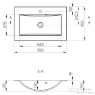 Sapho YUKON mosdó 70x45cm, öntöttmárvány, fehér YU070