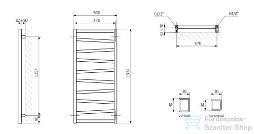 Sapho ZIG fürdőszobai radiátor, 500x1334mm, 490W, struktúrált antracit (ZG513A)