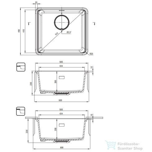 Deante MOMI gránit mosogató, 1 medencés, alabástrom ZKM_A10A