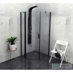   Sapho POLYSAN ZOOM LINE BLACK íves zuhanykabin, 90x90 cm, balos, fekete ZL2615BL