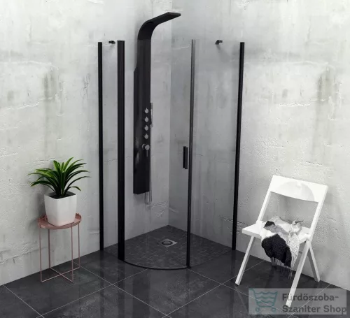 Sapho POLYSAN ZOOM LINE BLACK íves zuhanykabin, 90x90 cm, balos, fekete ZL2615BL