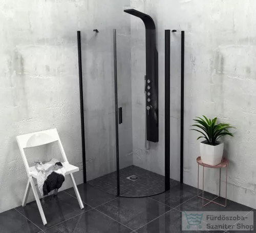 Sapho POLYSAN ZOOM LINE BLACK íves zuhanykabin, 90x90 cm, jobbos, fekete ZL2615BR