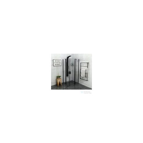 Sapho POLYSAN ZOOM LINE BLACK nyíló sarok zuhanykabin, 900x900 mm, transzparent, fekete ZL5415B