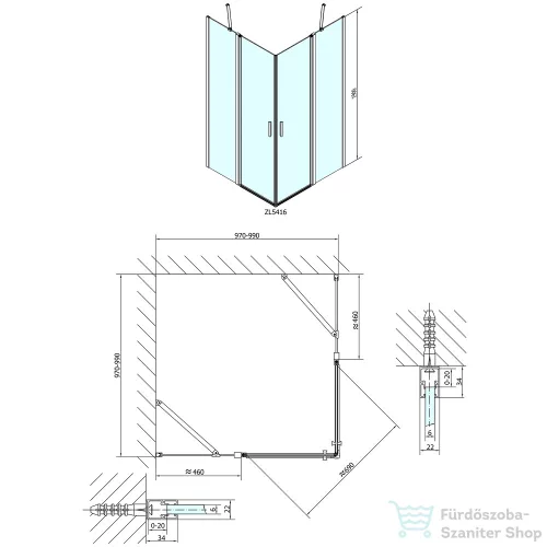 Sapho POLYSAN ZOOM LINE szögletes zuhanykabin 1000x1000mm, transzparent ZL5416
