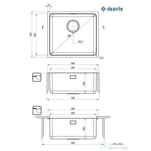 Deante EGERIA acél mosogató, 1 medencés, szálcsiszolt acél ZPE_010D