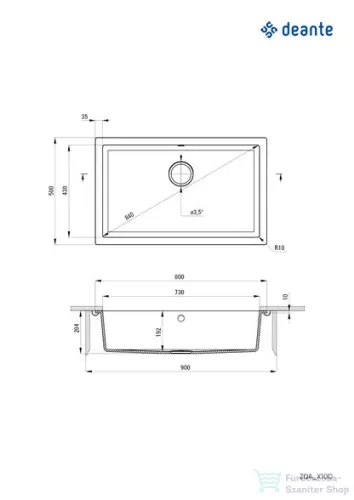 Deante CORDA gránit mosogató, 1 medencés, 800x500 mm, alabástrom ZQA_A10D
