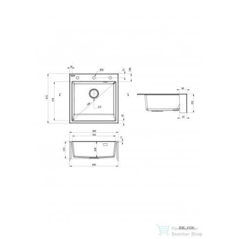 Deante ERIDAN gránit egymedencés mosogató, alabástrom ZQE_A10K