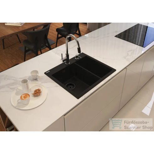 Deante ERIDAN gránit mosogató, 1,5 medencés, fekete ZQE_N503