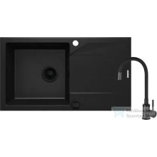   Deante EVORA gránit mosogató szett mosogató csapteleppel, 1 medencés, csepegtetővel, 780x440 mm, fekete ZQJJN113