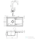 Deante EVORA gránit mosogató szett mosogató csapteleppel, 1 medencés, csepegtetővel, 780x440 mm, fekete ZQJJN113