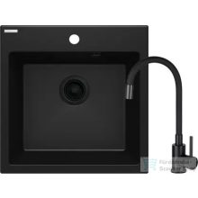   Deante EVORA gránit mosogató szett, csapteleppel, 1 medencés, 500x500 mm, fekete ZQJNN103