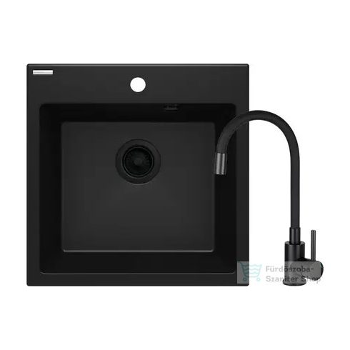 Deante EVORA gránit mosogató szett, csapteleppel, 1 medencés, 500x500 mm, fekete ZQJNN103