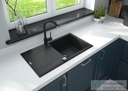 Deante EVORA gránit mosogató, 1 medencés, csepegtetővel, 780x440 mm, fekete ZQJ_N113