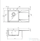 Deante EVORA gránit mosogató, 1 medencés, csepegtetővel, 760x500 mm, fekete, jobbos, ZQJ_N11P