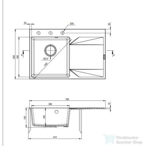Deante EVORA gránit mosogató, 1 medencés, csepegtetővel, 760x500 mm, antracit metál, jobbos, ZQJ_T11P
