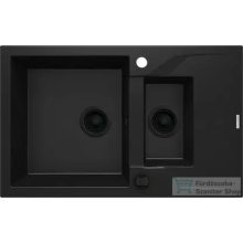   Deante ANDANTE gránit mosogató, 1,5 medencés, csepegtetővel, 780x490 mm, fekete ZQN_N513
