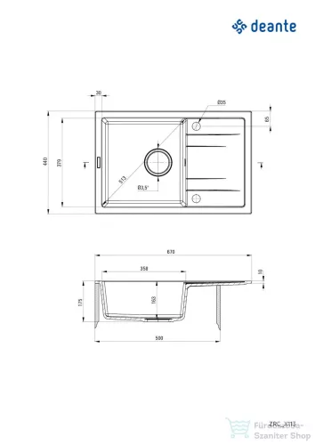 Deante CORIO gránit egymedencés mosogató, graphite ZRC_2113