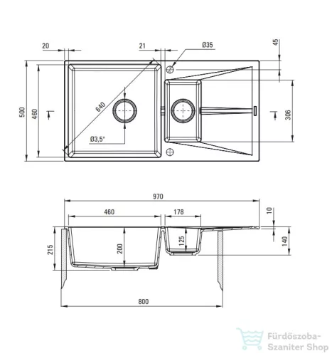 Deante CORIO gránit mosogató, 1.5 medencés, 970x500 mm, homok ZRC_7513