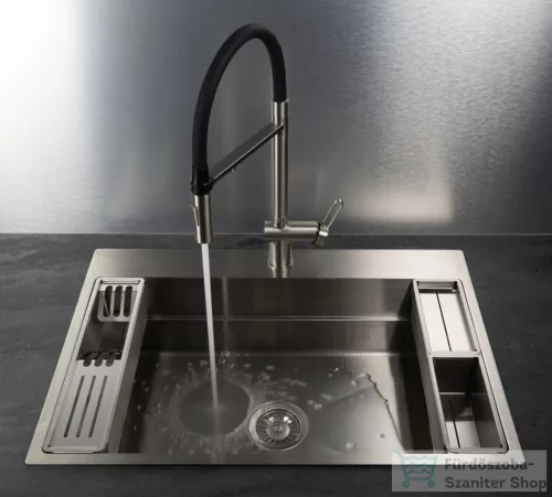 Deante MAGNETIC acél mosogató, 1 medencés, 760x520 mm, szálcsiszolt acél ZRM_010B
