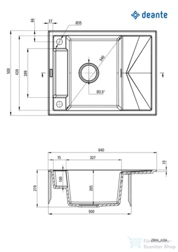 Deante MAGNETIC gránit mosogató, 1 medencés, csepegtetővel 640x500 mm, grafit metál ZRM_G11A