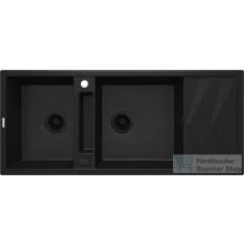   Deante MAGNETIC gránit mosogató, 2 medencés, csepegtetővel 1160x500 mm, fekete ZRM_N213
