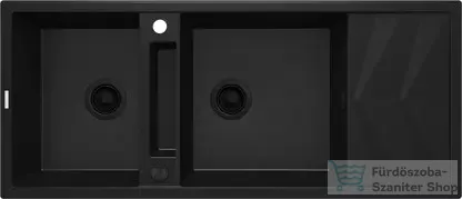 Deante MAGNETIC gránit mosogató, 2 medencés, csepegtetővel 1160x500 mm, fekete ZRM_N213