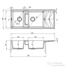 Deante MAGNETIC gránit mosogató, 2 medencés, csepegtetővel 1160x500 mm, metálszürke ZRM_S213