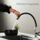 Leziter Corin álló mosogató csaptelep flexibilis kifolyócsővel fekete ZS-7012