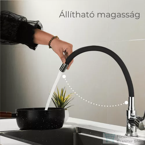 Leziter Corin álló mosogató csaptelep flexibilis kifolyócsővel fekete ZS-7012