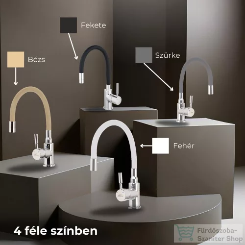 Leziter Corin álló mosogató csaptelep flexibilis kifolyócsővel fekete ZS-7012