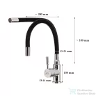 Leziter Corin álló mosogató csaptelep flexibilis kifolyócsővel fekete ZS-7012