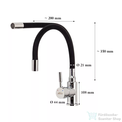 Leziter Corin álló mosogató csaptelep flexibilis kifolyócsővel fekete ZS-7012