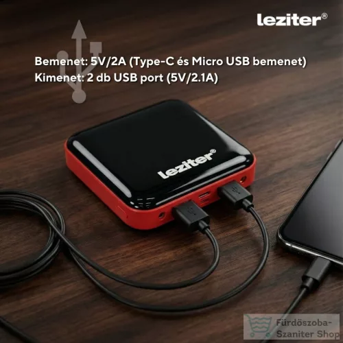 Leziter Powerbank 10000 mAH 2A 10W piros ZSNS-10000-RED